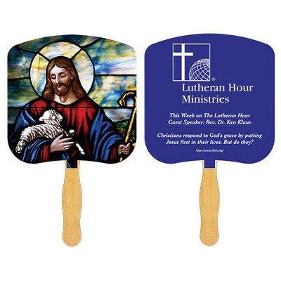 Religious Hand Fan/ Jesus the Good Shepherd